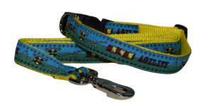 Dog Collar, Agility Collar on Yellow Webbing with Matching Leash (Large)